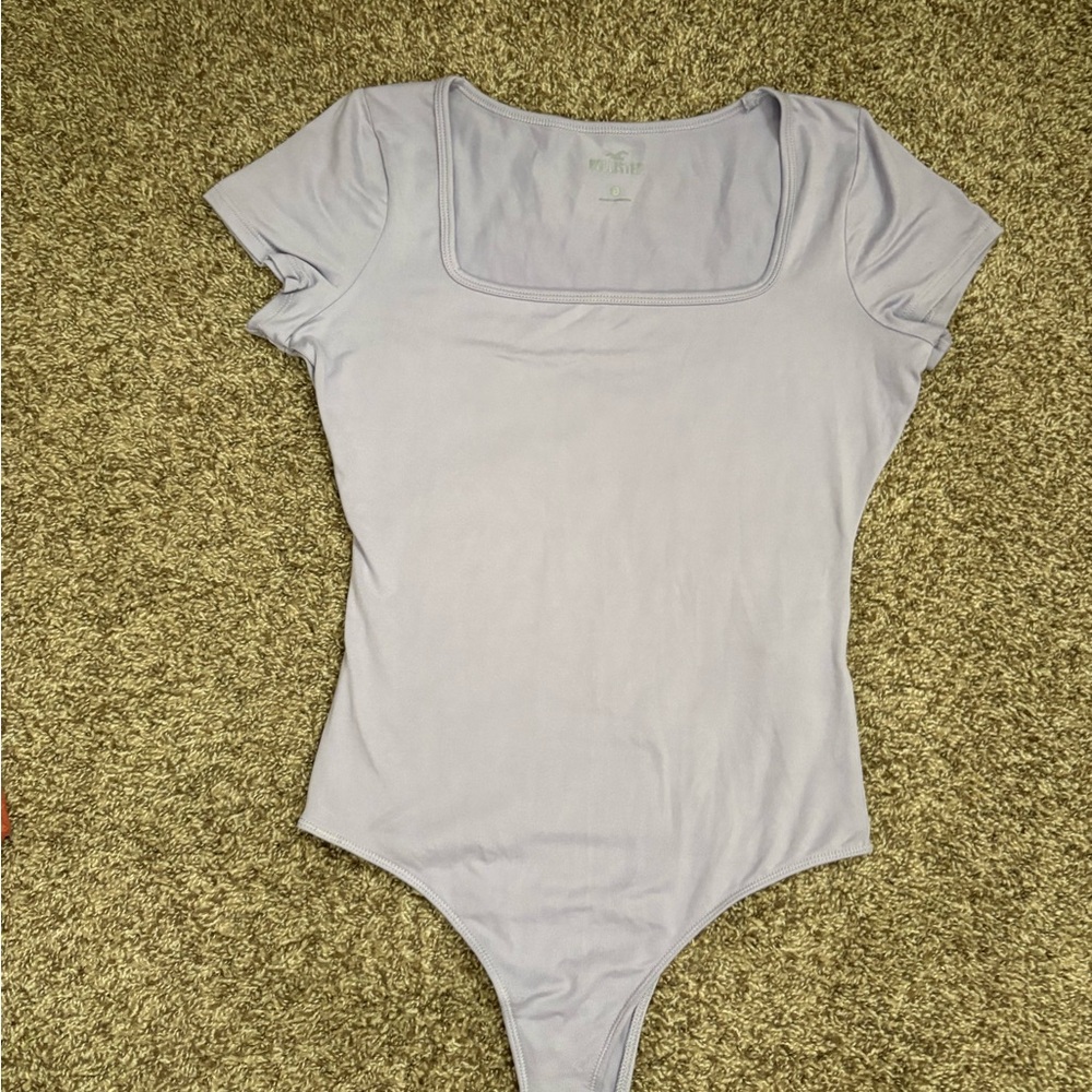 Hollister Womens Seamless Soft Lavender Square Neck Short Sleeve Bodysuit
